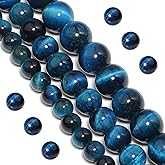 Yochus Natural Tiger Eye Beads, 45Pcs 8MM Onyx Agate Color Enhance Round Loose Beads Bulk, DIY Charm Smooth Gemstone Beads for Jewelry Making(4mm 6mm 10mm 12mm Beads)