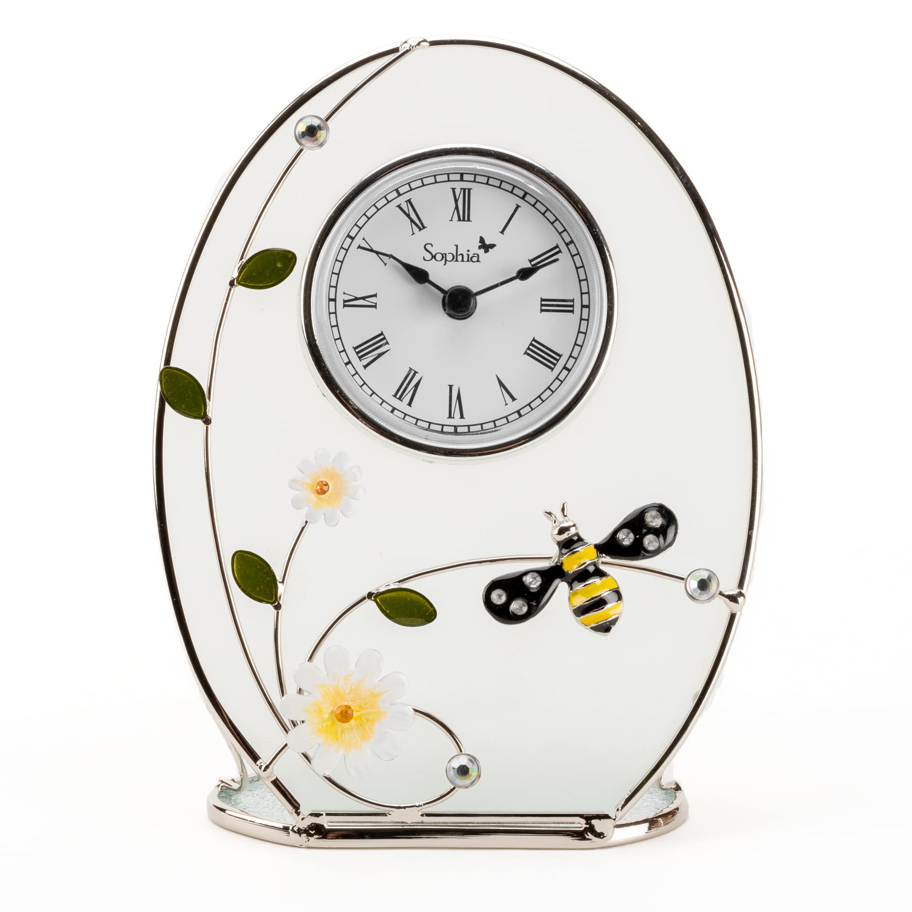 widdop Sophia Mantel Wire & Glass Bee Clock
