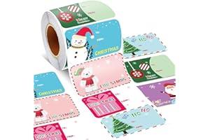 DUJAA 300PCS Christmas Name Tags Stickers, Self-Adhesive Christmas Gift Tags Stickers for Gifts Wrappings Christmas Gift Labels Stickers for Presents Boxes Bags Envelopes Holiday Decoration