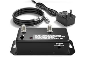 THE CIMPLE CO Antenna Amplifier Kit, Digital TV Signal Booster with Coax, Adjustable Gain, 24 dB Distribution, NTSC, ATSC, FM, UHF, VHF, 1000 MHz, Includes RG6 Coaxial Cable, Indoor Use Only