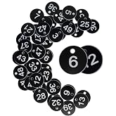 StayMax Plastic ID Number Tags Engraved Tags Key Tags Without Key Rings (1-50, Black)