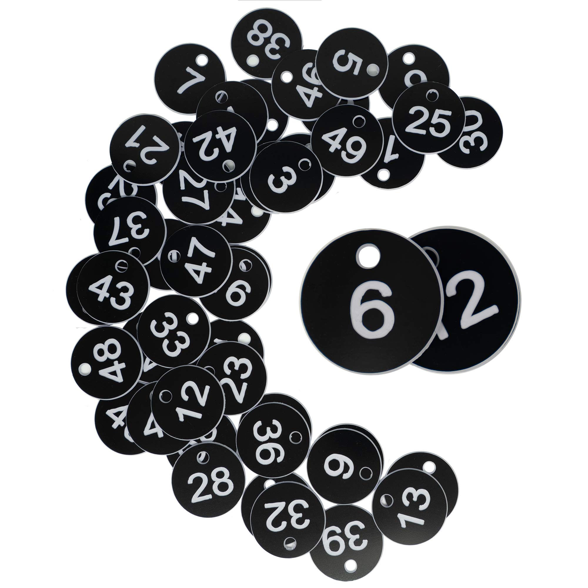 Plastic ID Number Tags Engraved Key Tags Without Key Rings (1-200, Black)