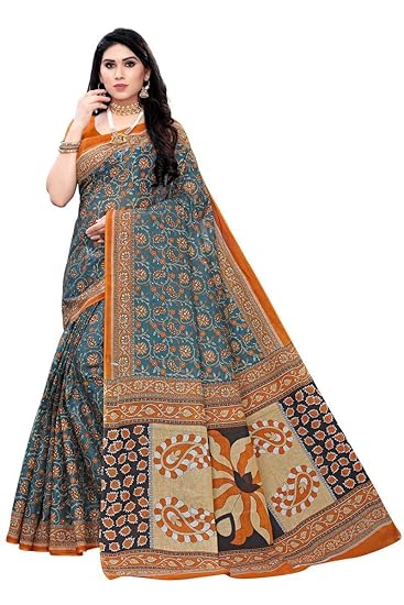 Women's Pure Cotton Saree Without Blouse (Pure Cotton 100% 1042_Free Size)