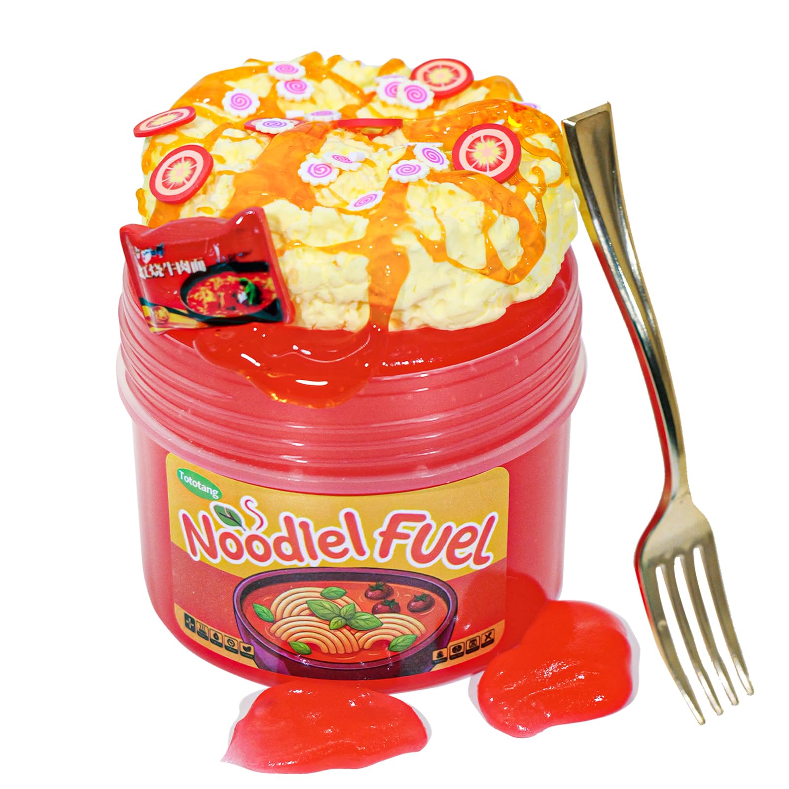 Tototang Ramen Noodle Style Slime Kit - Food Themed Sensory Toy with Butter Clay, Glaze & Charms - DIY Stress Relief Fidget for Ages 8+ - Creative Gift & Stocking Filler (Non-Edible)