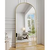 Koonmi 30"x71" Arched Full Length Mirror, Gold Large Floor Mirror with Aluminum Alloy Frame, Standing Hanging or Leaning Wall-Mounted Full Body Mirror for Living Room and Bedroom