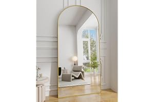 Koonmi 30"x71" Arched Full Length Mirror, Gold Large Floor Mirror with Aluminum Alloy Frame, Standing Hanging or Leaning Wall-Mounted Full Body Mirror for Living Room and Bedroom
