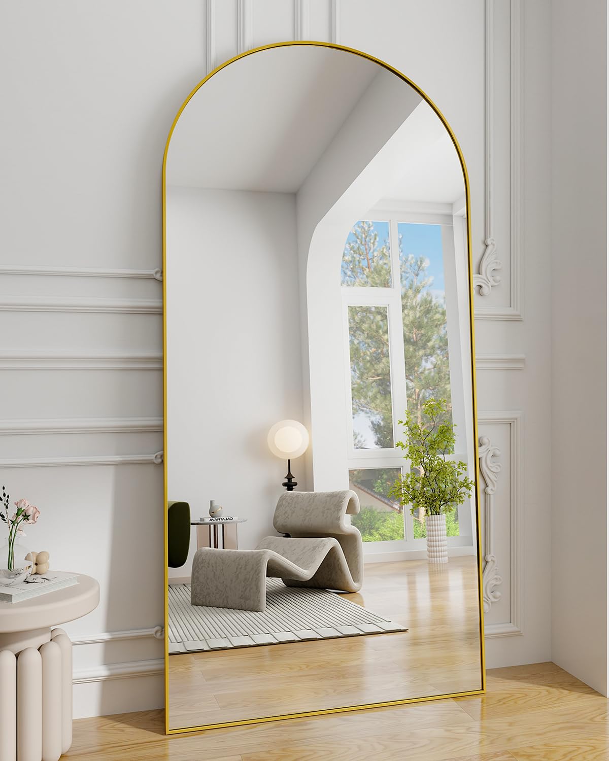 Photo 1 of Koonmi 30"x71" Arched Full Length Mirror, Gold Large Floor Mirror with Aluminum Alloy Frame, Standing Hanging or Leaning Wall-Mounted Full Body Mirror for Living Room and Bedroom