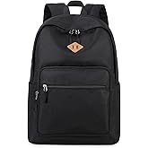 Lohol Classic Backpack for School Travel College, Durable Water Resistant Bookbag (Black)