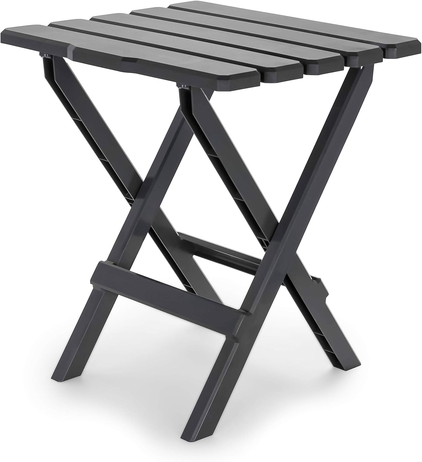 Camco Large Adirondack Portable Outdoor Folding Side Table - Perfect for The Beach, Camping, Picnics, Cookouts and More - Weatherproof and Rust Resistant - Charcoal (21047)