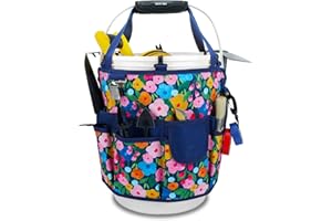 KUNN 18-Pocket Bucket Tool Organizer | Heavy-Duty 5 Gallon Bucket Caddy with Hangable Handle | Gardening Tool Bag & Garden Caddy Accessory for Gardeners, Blue