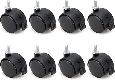 Skelang 8x 40mm Swivel Castor Wheels M8x15mm Screw Thread Nylon Casters Load