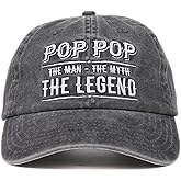 Pop Pop Gifts Embroidered Cap, Funny Grandpa Gifts for Men, Adjustable Hat Gifts Accessory for Birthday & Christmas Grey