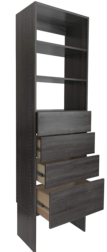 Modular Closets Shelf Tower System With Solid Wood Dovetail