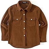 Spring&Gege Boys Long Sleeve Corduroy Shirts Western Pearl Snap Shacket with Flap Pockets