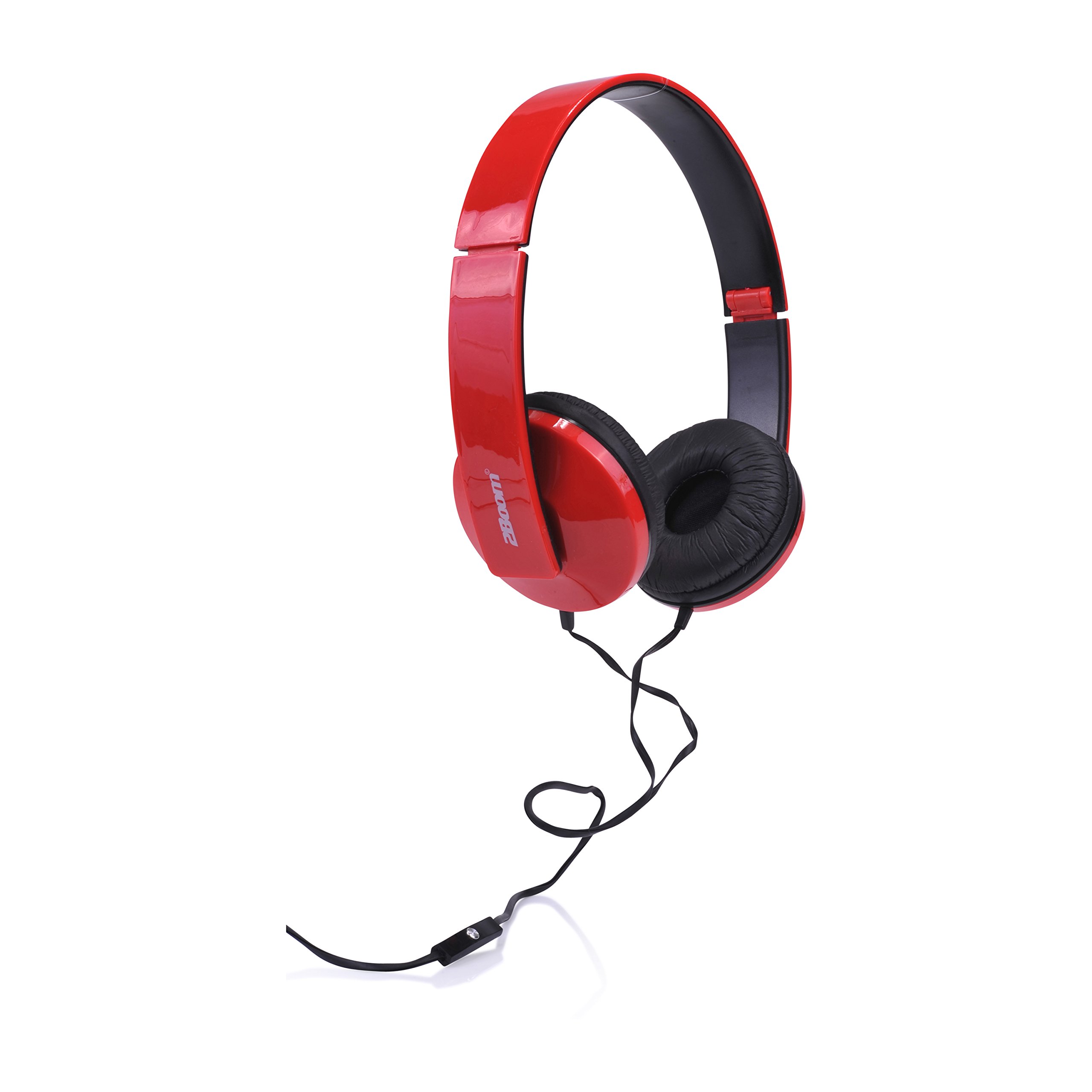 2BOOM Solo Note Digital Over Ear Wired Headphone Foldable Stereo Hands Free Microphone Headset Red
