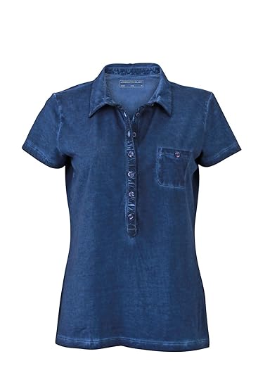 JN987 Ladies Gipsy Polo Damen Poloshirt Polohemd James & Nicholson, Farbe:Denim;Größen:L