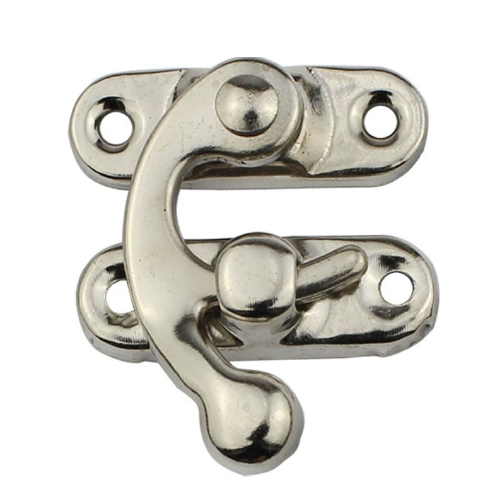 12 PCS XIAOBUU Horn Clasp Hook Vintage Buckle Hook Latch Hook Hasp with Screws for Wood Jewelry Box Decoration (Silver)