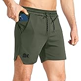 BROKIG Men's Inzip Lightweight Gym Workout Shorts,5 Inch Fitted Athletic Lifting Bodybuilding Shorts with Zipper Pockets