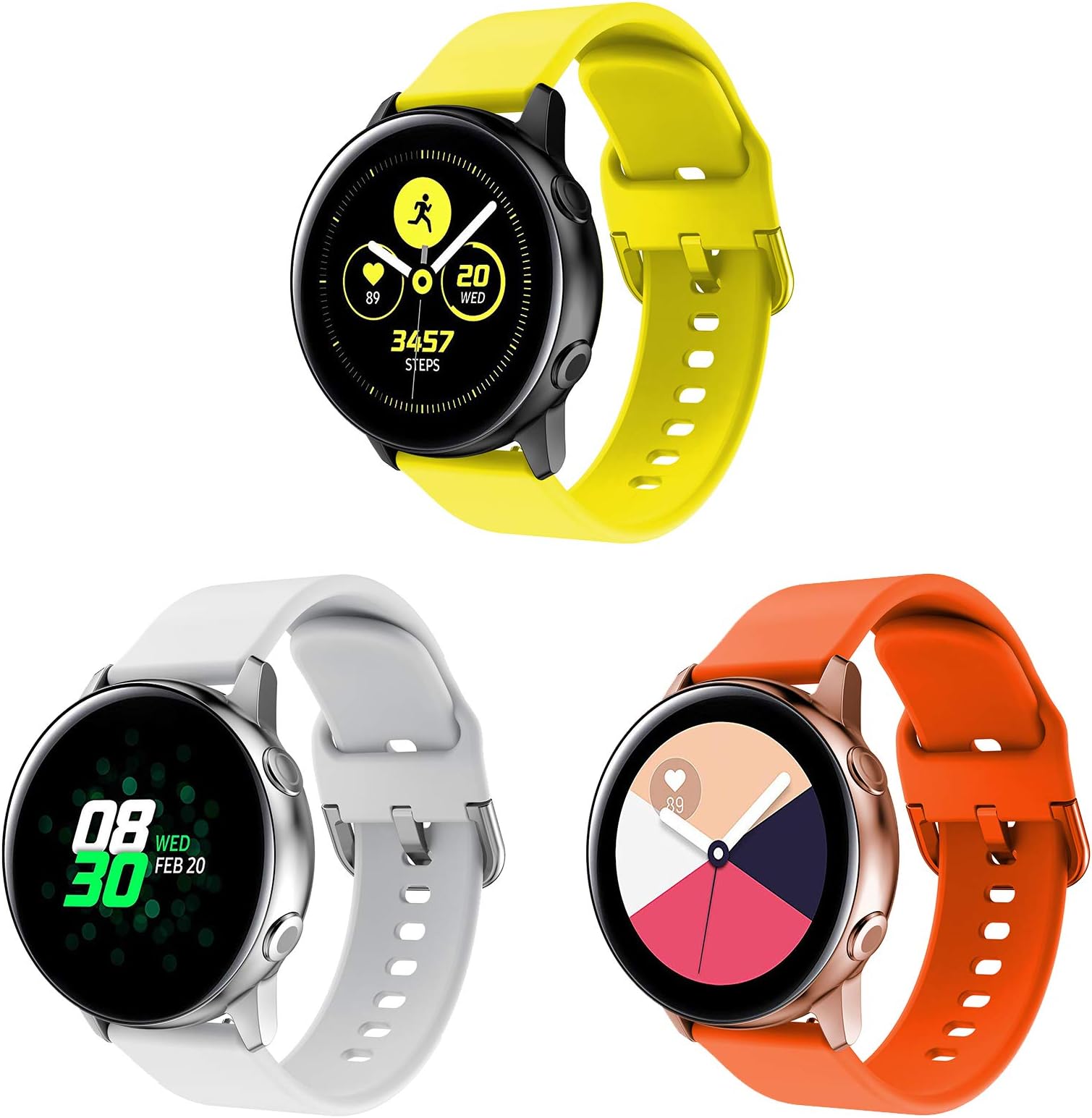 YSSNH 20mm Watch Bands Quick Release Compatible with Samsung Galaxy Watch3 41mm Bands Silicone Replacement for Galaxy Watch 42mm Active 2 40mm/44mm Gear S2(20mm)