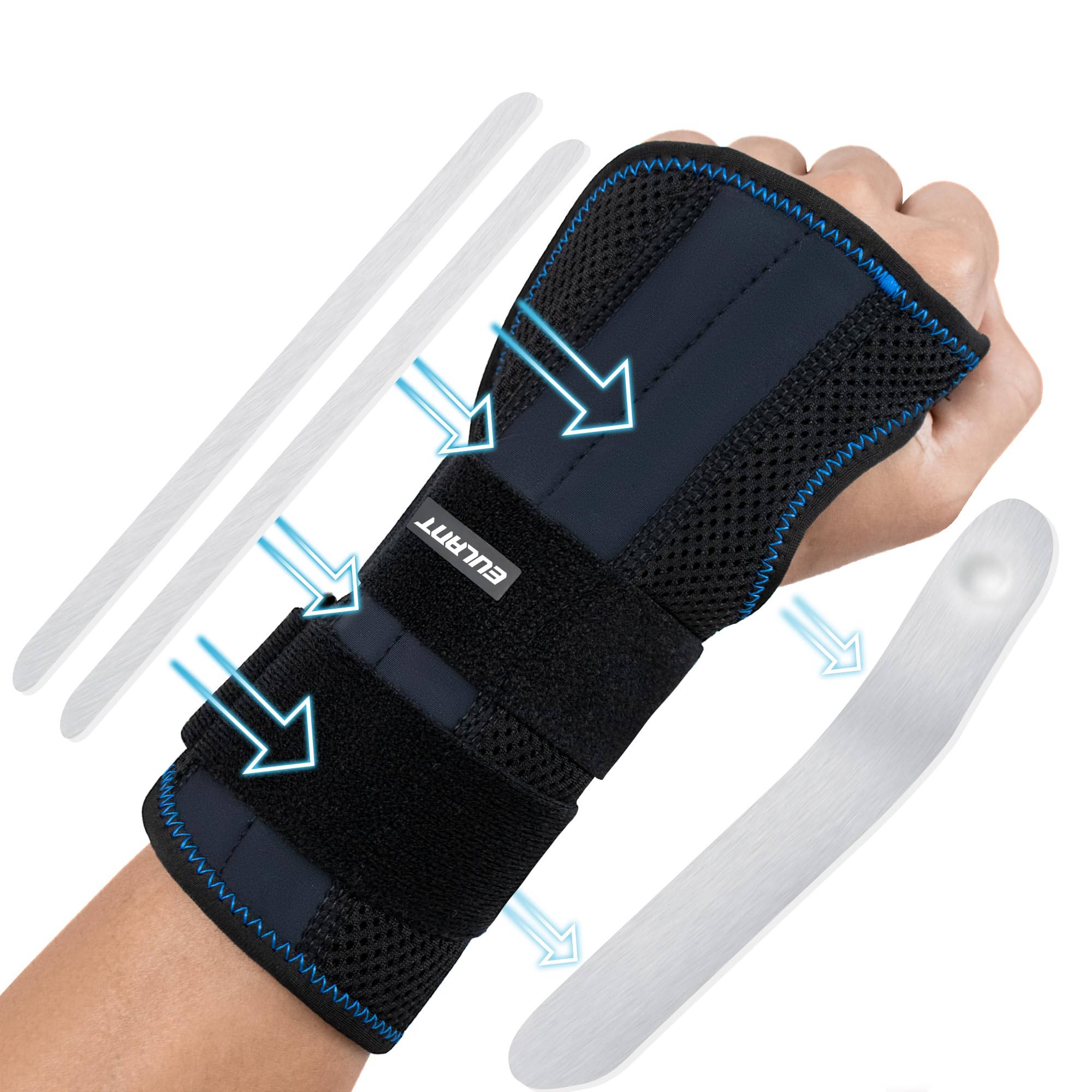 EULANT Wrist Splint for Carpal Tunnel,Hand Splint Brace for Arthritis,Wrist Night Support for tendinitis,Adjustable Wrist Support with 3 Stays for Right and Left Hand