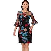 Adrianna Papell Womens Embroidered Short Dress