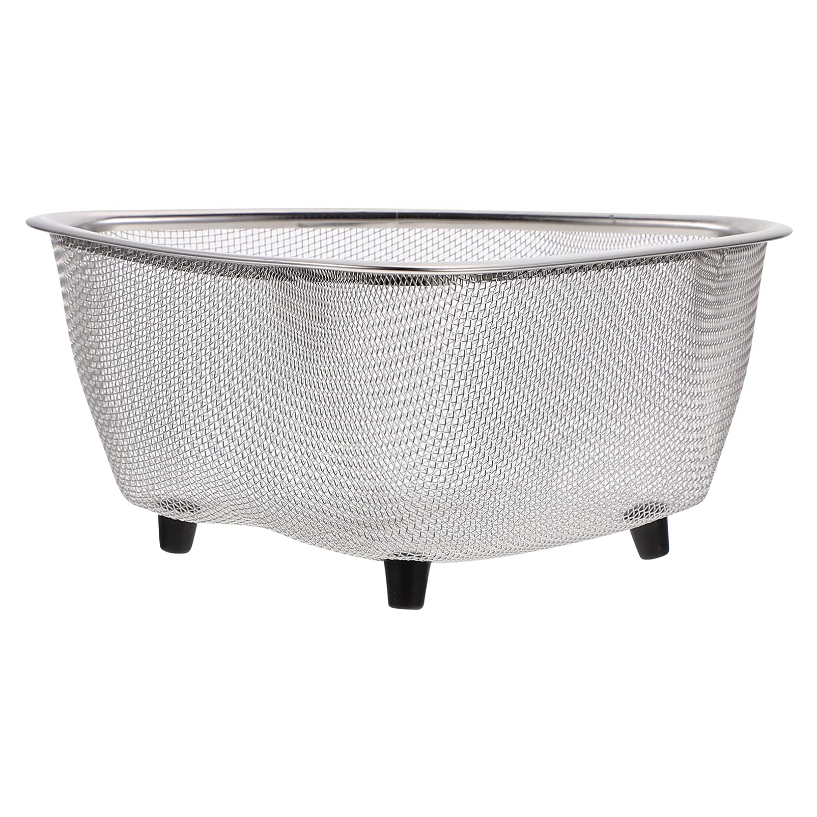 Lurrose Stainless Steel Sink Colander Fine Mesh Strainer Basket Corner Sink Strainer Basket Triangle Sink Storage Holder for Kitchen Dish Sponge Brush