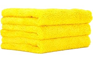 PROJE' YellowPRO - Yellow Microfiber Drying Towel for Cars - Ultra Absorbent Cleaning Cloth - Auto Exterior & Interior Detailing Towel - 500 GSM 16in x 16in - (Pack of 3)