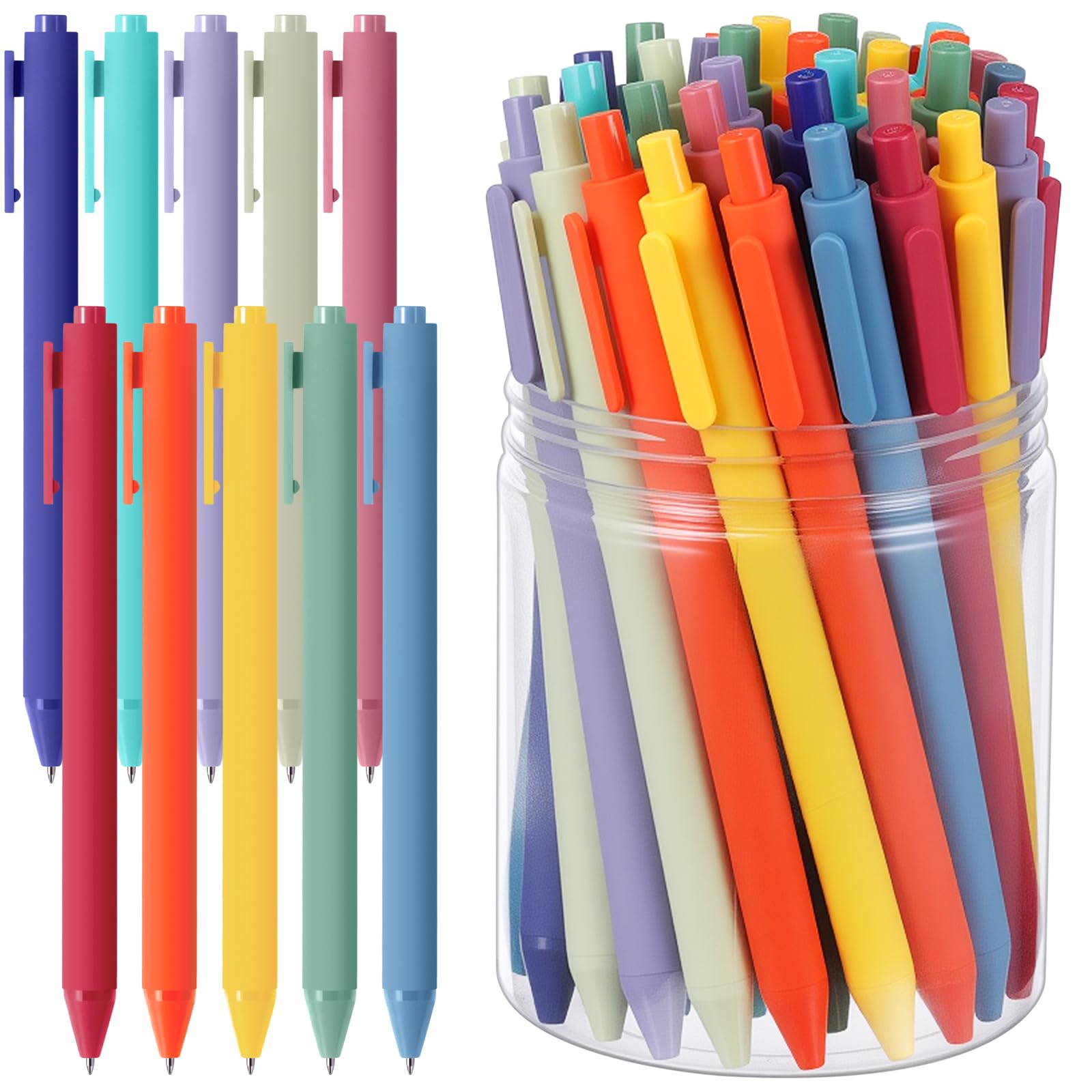 Photo 1 of Crtiin Gel Ink Pens Bulk, Black Ink 0.5mm Fine Point Retractable Pen, Smooth Writing Office School Supplies for Teacher, Server, Journaling,Operation Christmas Charity Donation(Rainbow Colors,50 Pcs)