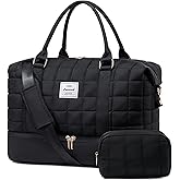 LOVEVOOK Puffer Weekender Bags for Women, Carry On Overnight Bag with Toiletry Bag, Gym Duffel Bag with Wet Pocket, 2Pcs Set