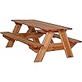 Jack and June Premium Cedar Wood Rectangular Picnic Table Easy Assembly Rounded Corners Comfortable for Kids and Adults