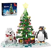Christmas Tree Building Kit, Christmas Tree Building Block with Lights, Compatible with Lego Christmas Tree Buildings with Polar Bear Penguin Set, Holiday Present for Boys, Girls and Adults (802 PCS)