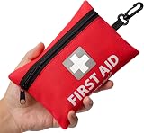 General Medi 150 Pieces Small First Aid Kit Red with Foil Blanket and Scissors
