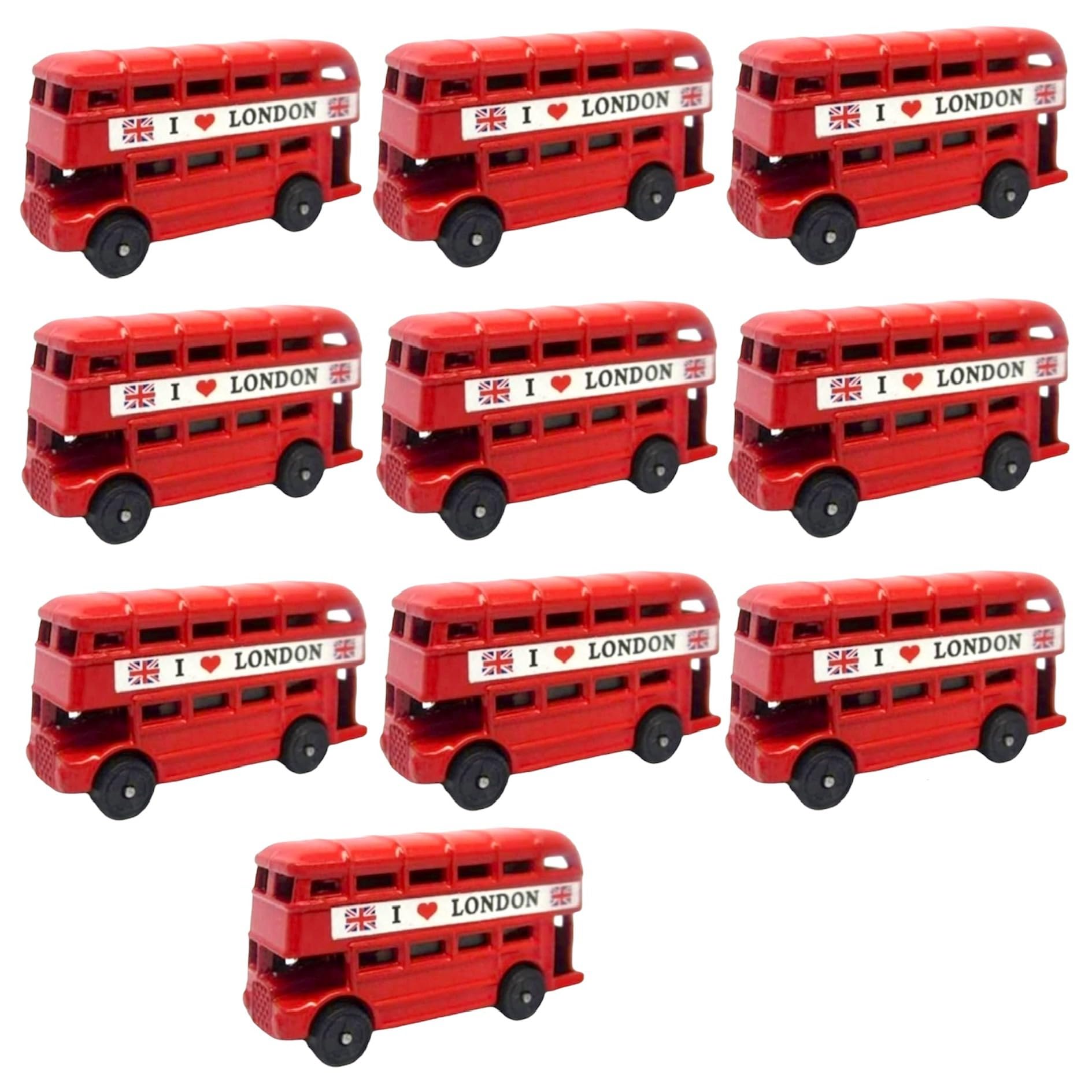10 London Bus Magnets - England British Souvenir Fridge magnet - London Landmark Iconic 3D Double Decker Red Bus Metal Magnet
