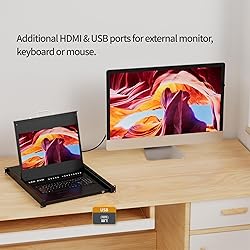 1U Rack Mount KVM Console,Arvitek 17.3" LCD Monitor
