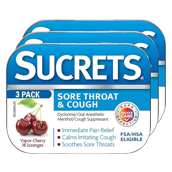 SUCRETS LOZENGES, SORE THROAT & COUGH VAPOR CHERRY,...
