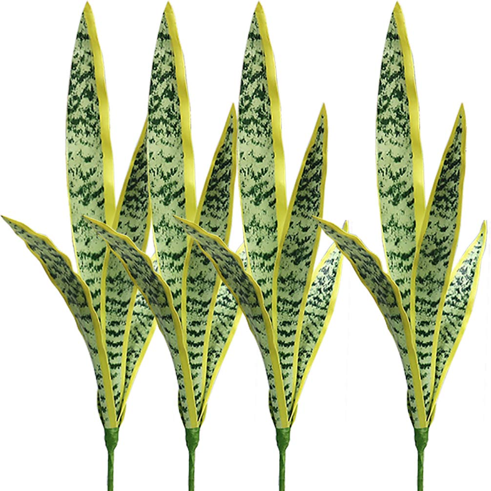 Photo 1 of Ollain 4 PCS Artificial Sansevieria Plants 30" Fake Snake Branches Faux UV Resistant Plant for Indoor and Outdoor Home Garden Office Tabletop Floor Decorations