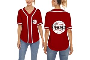 MOWBEAT Baseball Jerseys Mom Mama Letter Print Button Down T Shirts Birthday Gift Sport V Neck Shirt Women Tee