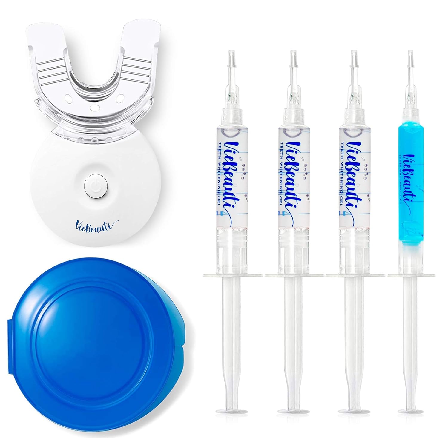 VieBeauti Teeth Whitening Kit - 5X LED Light Tooth Whitener with 35% Carbamide Peroxide, Mouth Trays, Remineralizing Gel and Tray Case - Built-In 10 Minute Timer Restores Your Gleaming White Smile: Beauty