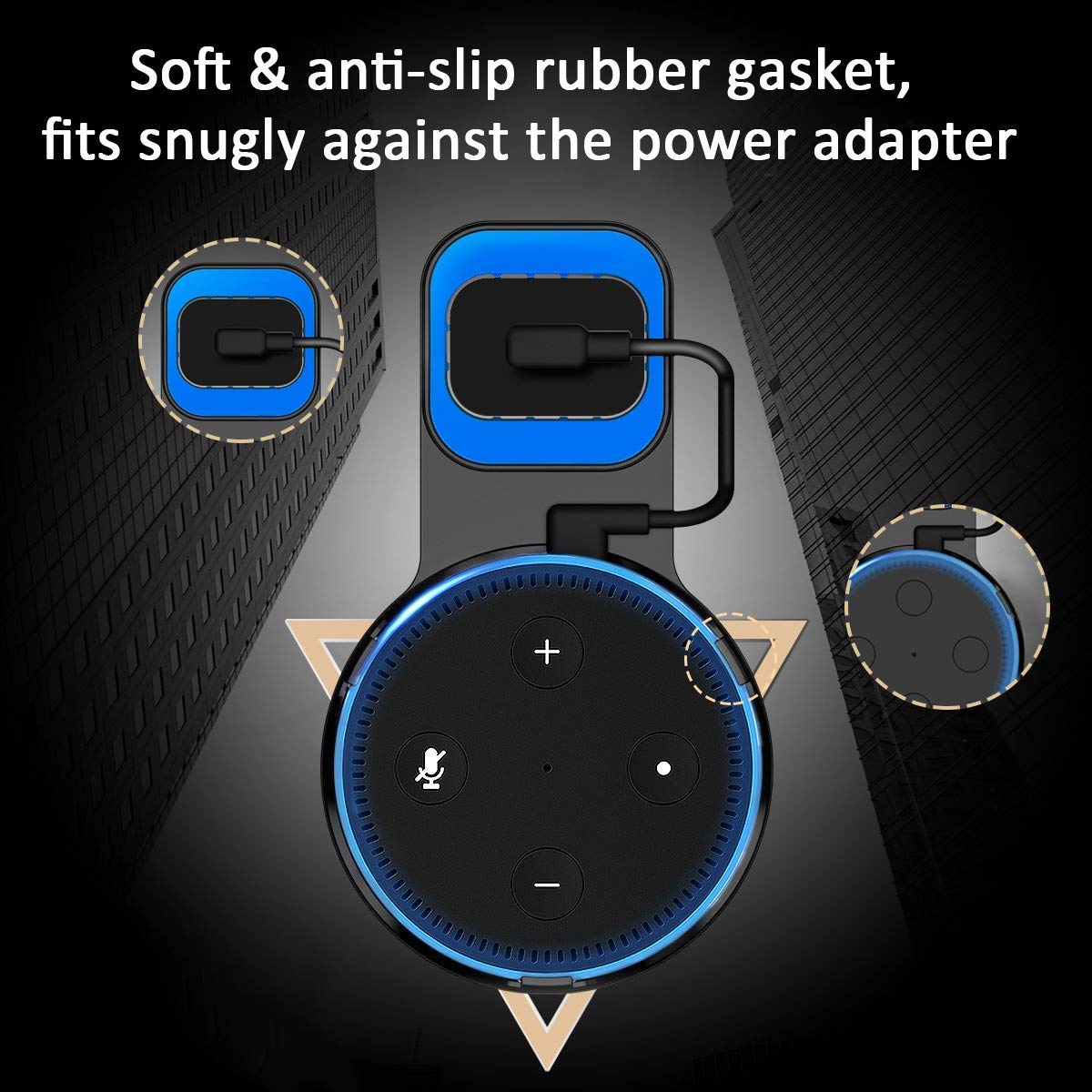 2 Packs Echo Dot Wall Mount Outlet Hanger - Idealife Speakers Holder for Echo Dot 2nd Generation Echo Dot Holder with Alexa Short Charging Cable, Space-Saving Speaker Hanger (Black)