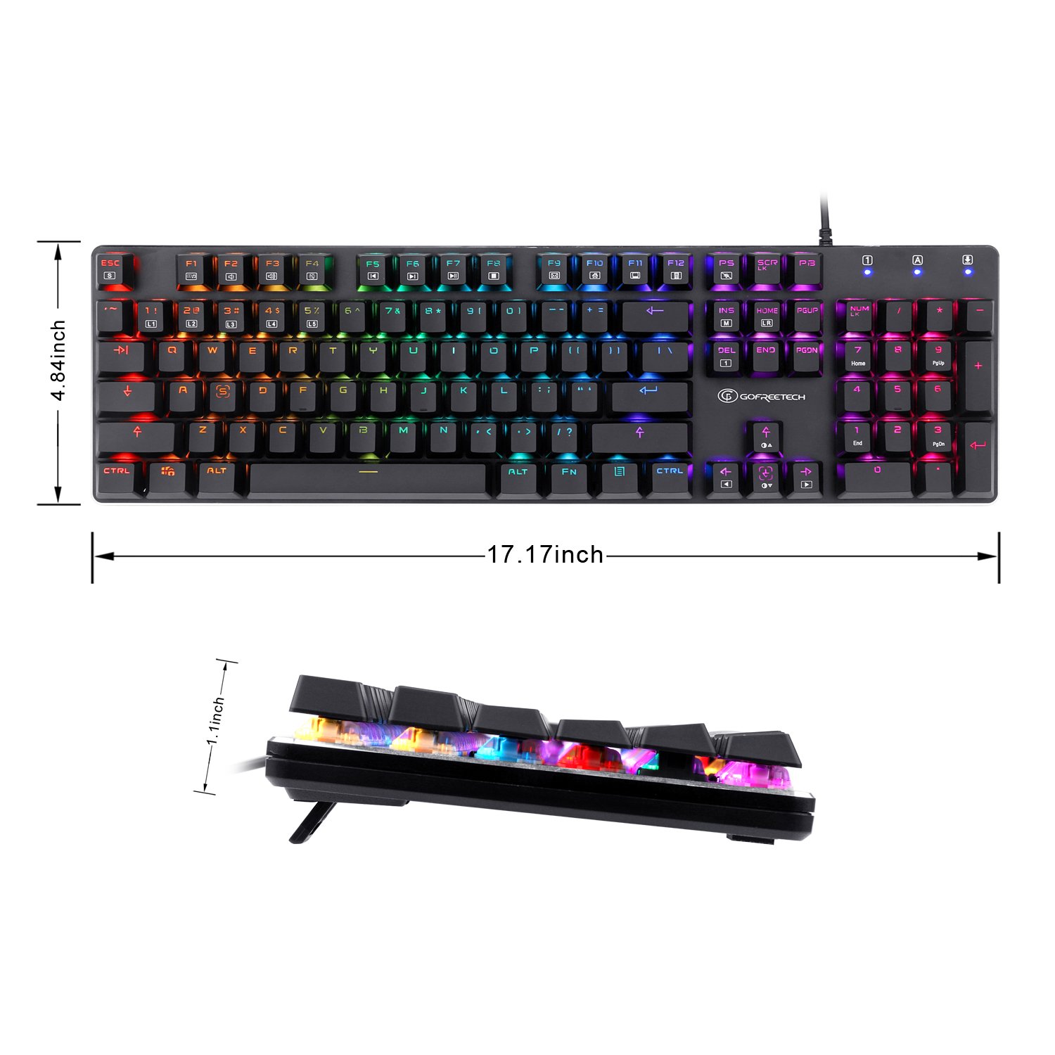 Mechanical Keyboard Wired RGB Gaming Keyboard with Brown Switches LED-Backlit Mode for Office Gaming by Gofreetech