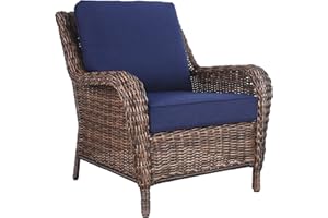 Cambridge Outdoor HDPE Rattan Club Chair All-Weather Wicker Patio Dining Chair with CushionGuard for Backyard Deck Porch Fire