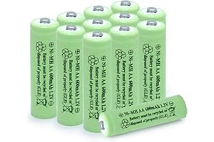 QBLPOWER AA Solar Light Batteries NIMH 600mAh 1.2V Double A Rechargeable for Garden Lawn Landscaping Solar Lights Remotes Mice(12Pcs)
