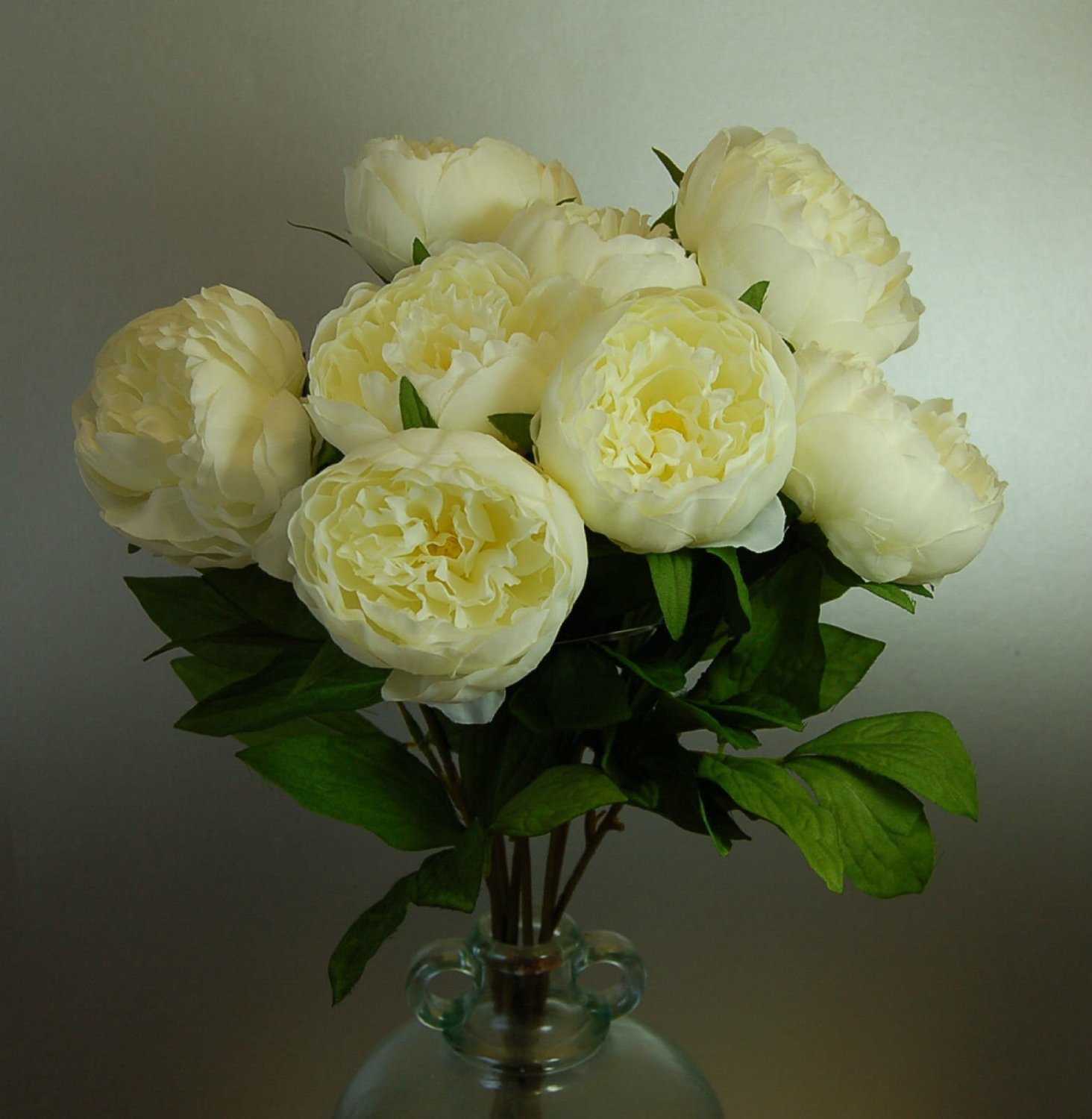 Eight Stems of Artificial Cream Peonies