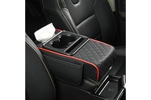 2026 Upgrade Multifunctional Pu Leather Car Armrest Box Mat,Car Armrest Box Mat,A Better Choice for Your car (Black+Red)
