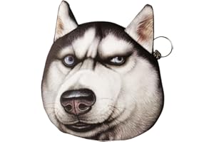 BRTOO Cute Coin Purse Plush Animal Coin Pouch Small Funny Kawaii Change Purses with Zipper Mini Cute Wallet Shark Bag for Women & Girl (Husky)