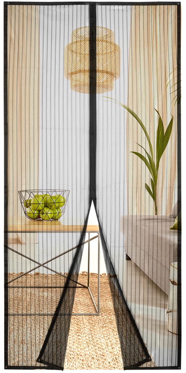Puroso Magnetic Door Screen, Durable Fly Screen Curtain, 26 Magnets Top-to-Bottom All Sealed, High Denser Mesh, Shuts Automatically, Hand-Free Insect Protection for Anti Mosquito Bugs(90 x 210cm)