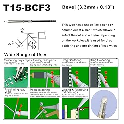 T15-BCF3 Bevel Single Flat 3.3mm Soldering Tip for