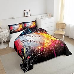 Baseball Queen Comforter Set For Boys,Tie Dye