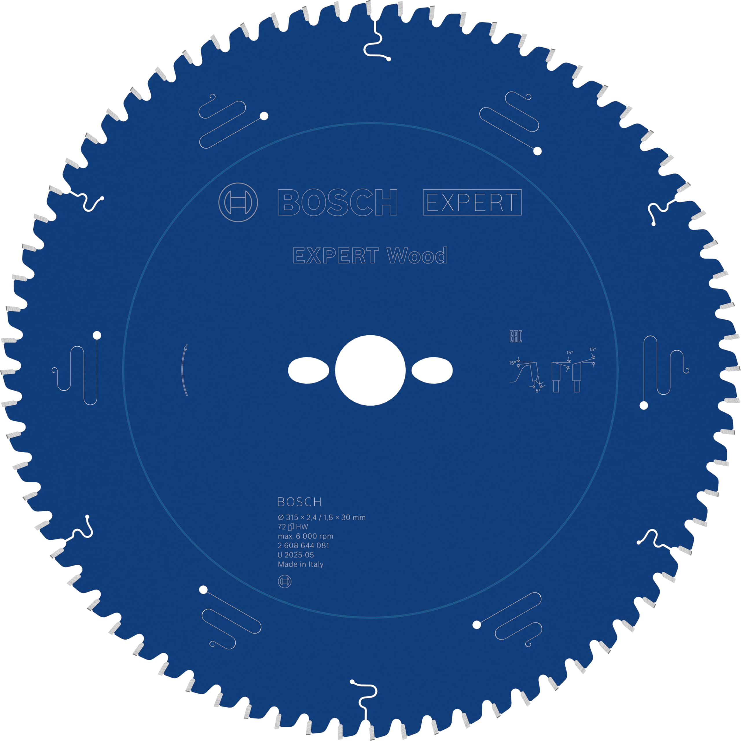 Bosch Accessories 2608644081 EXWOB 72 Tooth Top Precision Circular Saw Blade, 0 V, Blue