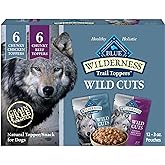 Blue Buffalo Wilderness Trail Toppers Wild Cuts Wet Dog Food Variety Pack, High-Protein & Grain-Free, Made with Natural Ingredients, Chicken and Beef Flavors, 3-oz Pouches, (12 Count, 6 of Each)